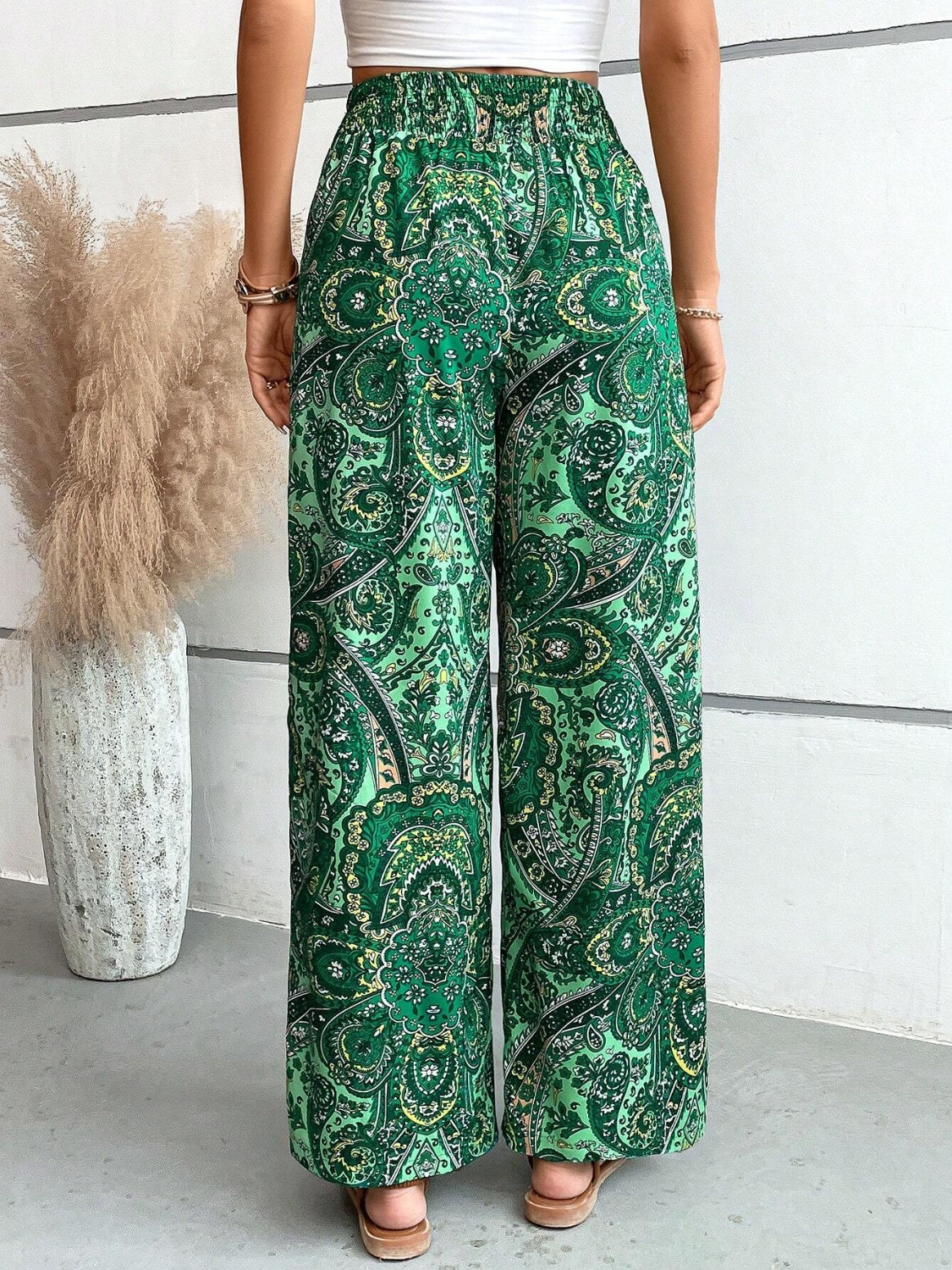 Printed Wide Leg Pants - Shimmervee