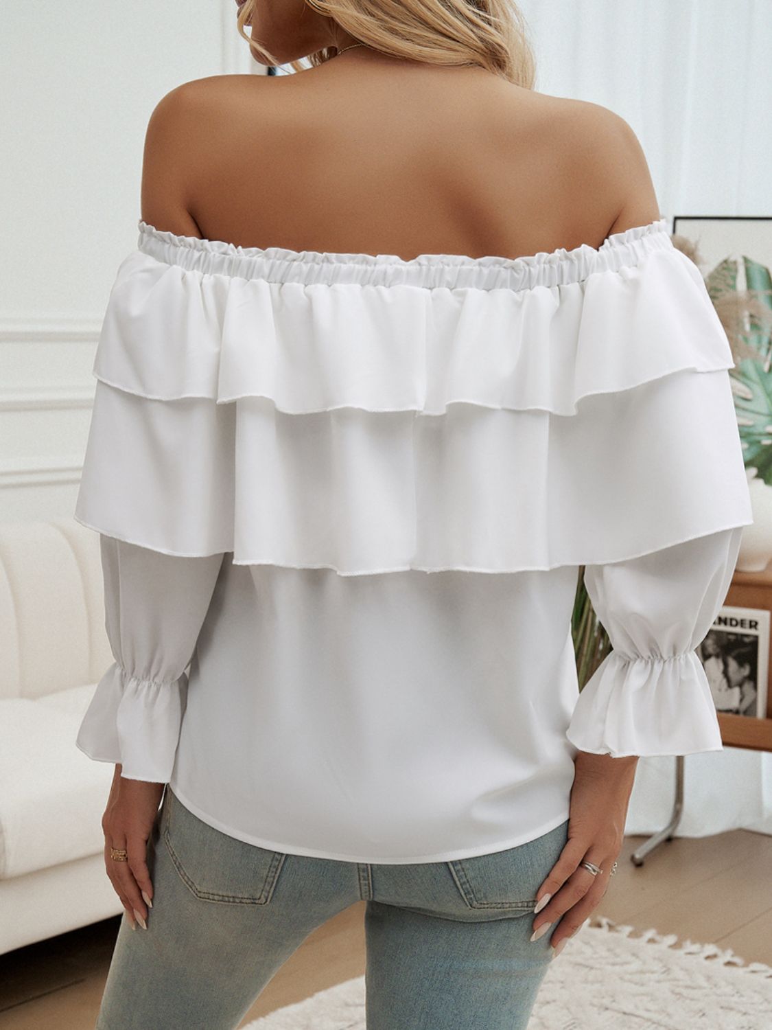 Devine Off-Shoulder Flounce Sleeve Blouse - Shimmervee