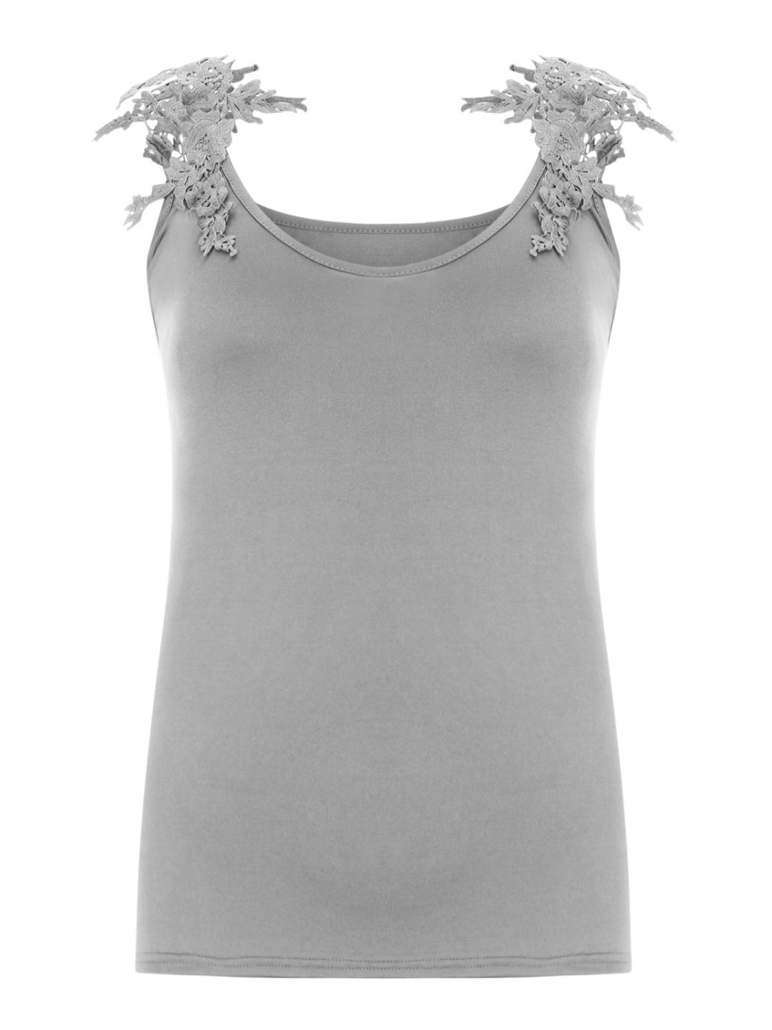 Full Size Lace Detail Scoop Neck Tank - Shimmervee