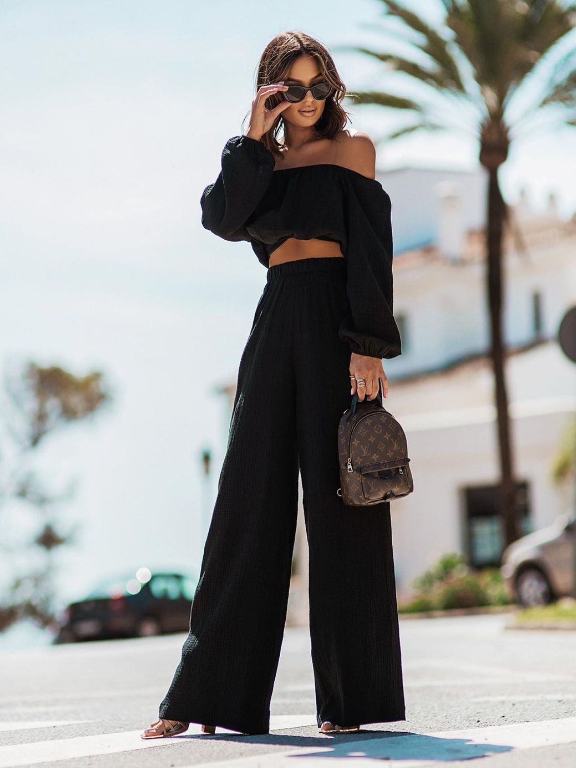 Off Shoulder Long Sleeve Top and Pants Set - Shimmervee