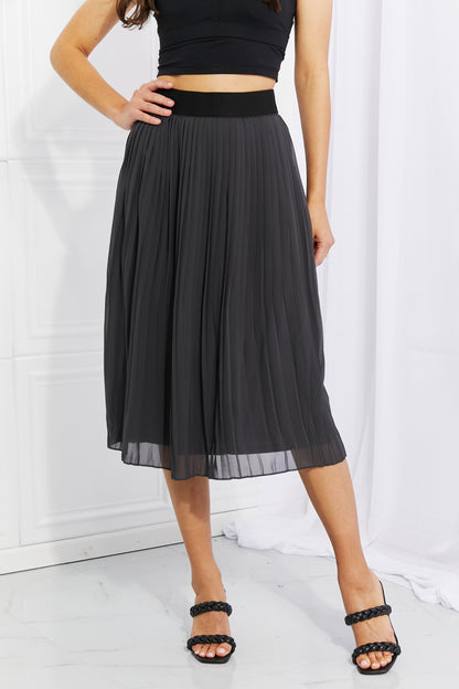 Zenana Full Size Romantic At Heart Pleated Chiffon Midi Skirt - Shimmervee