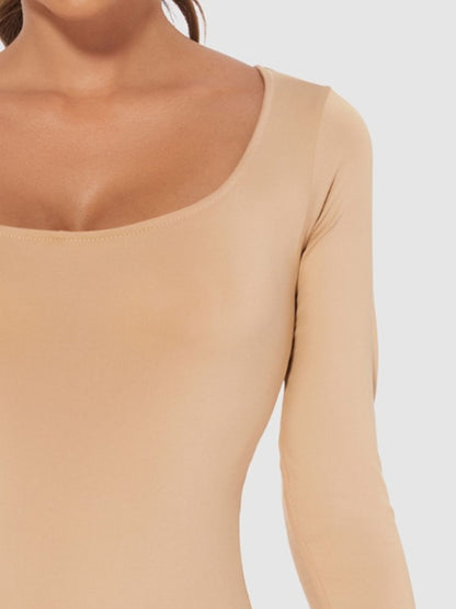 Full Size Scoop Neck Long Sleeve Bodysuit - Shimmervee