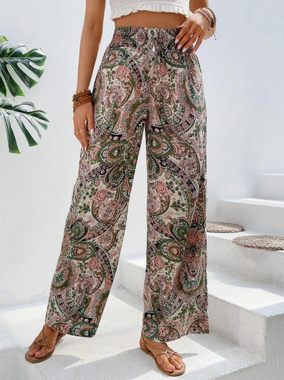 Printed Wide Leg Pants - Shimmervee