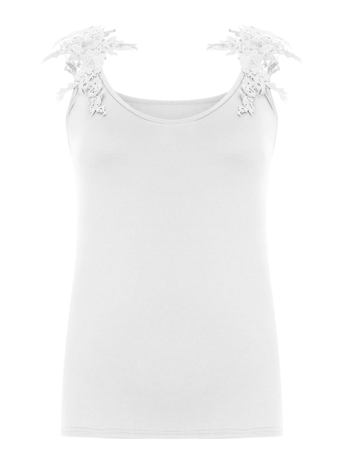 Full Size Lace Detail Scoop Neck Tank - Shimmervee