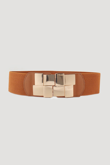 Geometric Buckle Elastic Wide Belt - Shimmervee