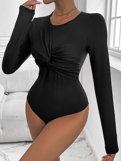 Perfee Twisted Round Neck Long Sleeve Bodysuit - Shimmervee