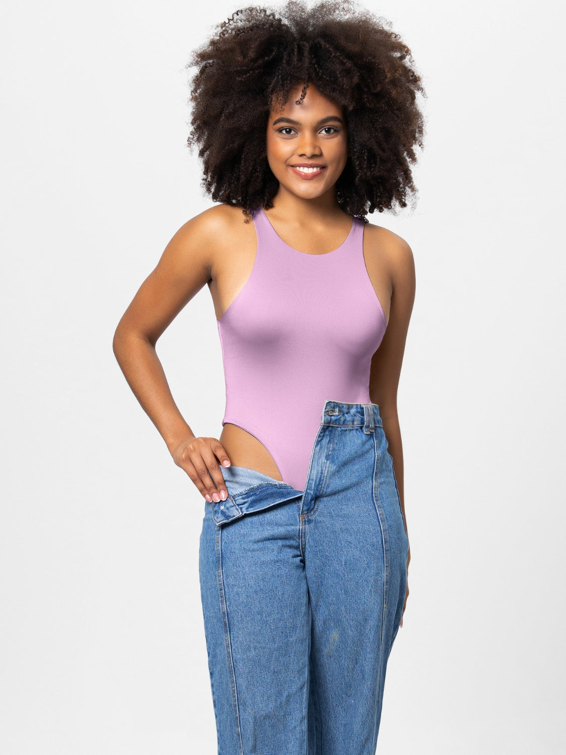 Full Size Round Neck Wide Strap Bodysuit - Shimmervee