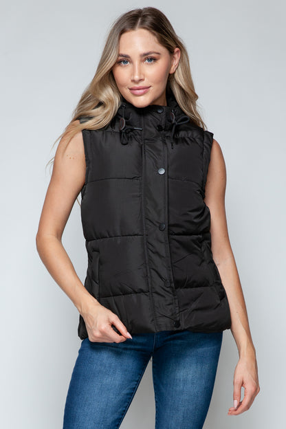 Snobbish Snap and Zip Closure Hooded Vest - Shimmervee