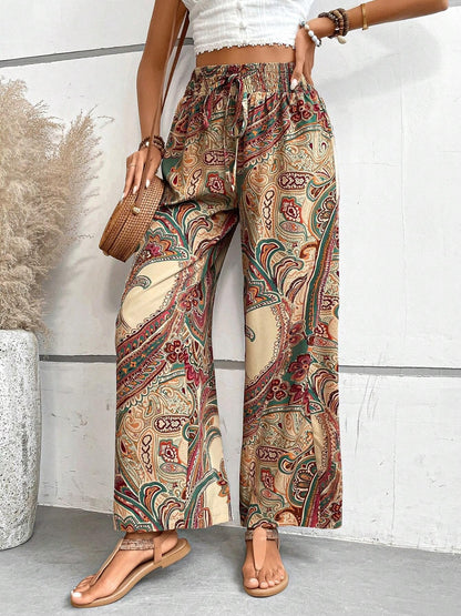 Printed Wide Leg Pants - Shimmervee