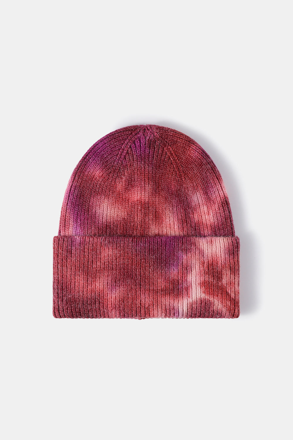 Tie-Dye Cuffed Rib-Knit Beanie Hat - Shimmervee