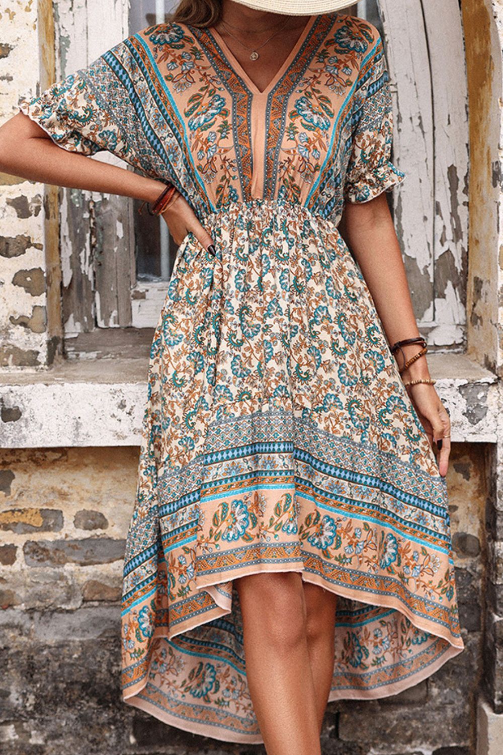 Perfee Bohemian High-Low Open Back Dress - Shimmervee