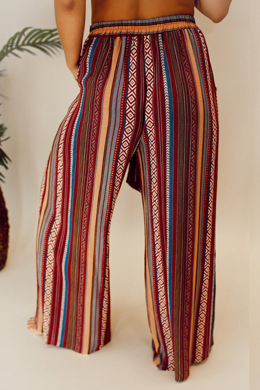 Printed Tied Wide Leg Pants - Shimmervee