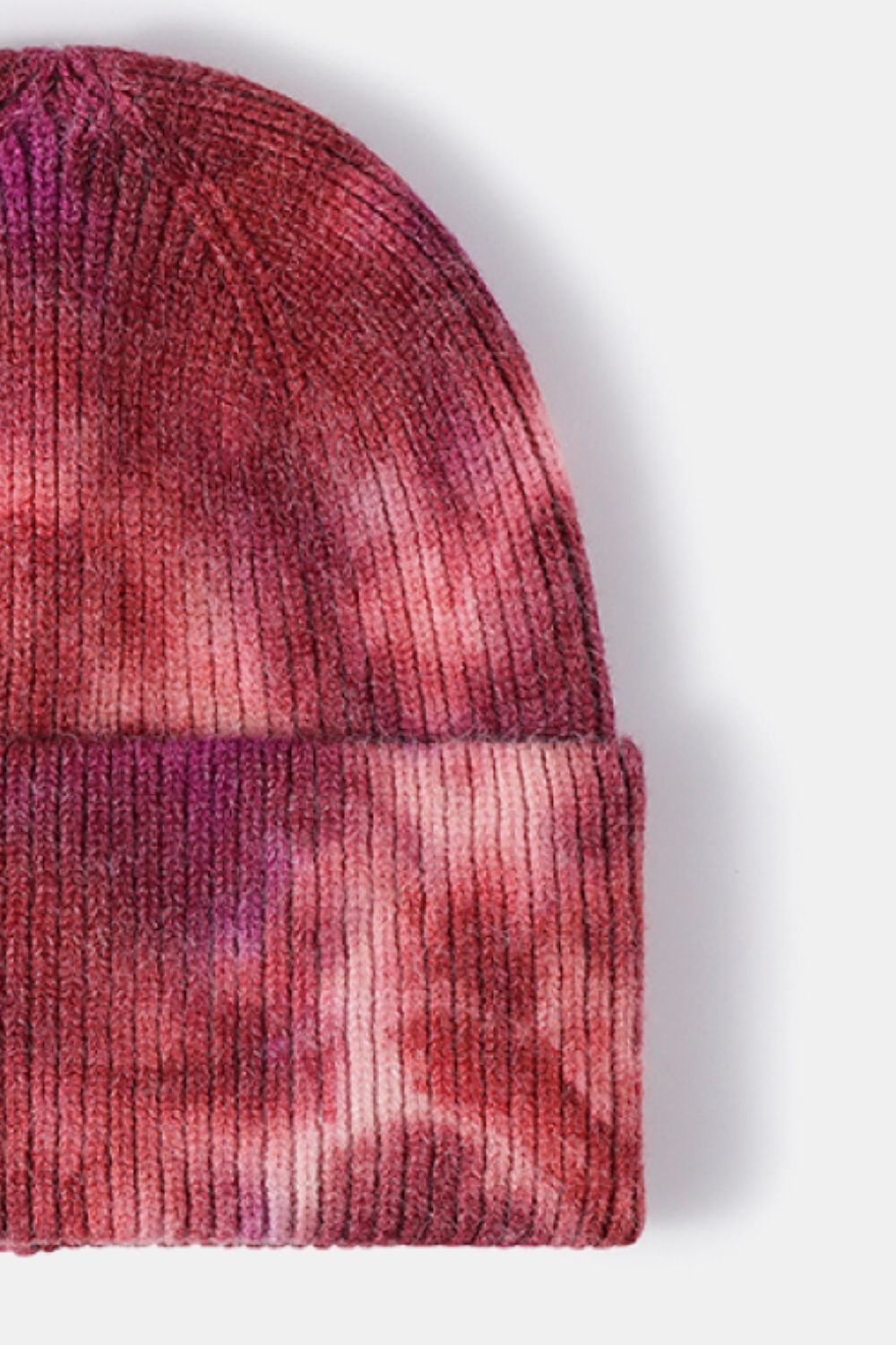 Tie-Dye Cuffed Rib-Knit Beanie Hat - Shimmervee