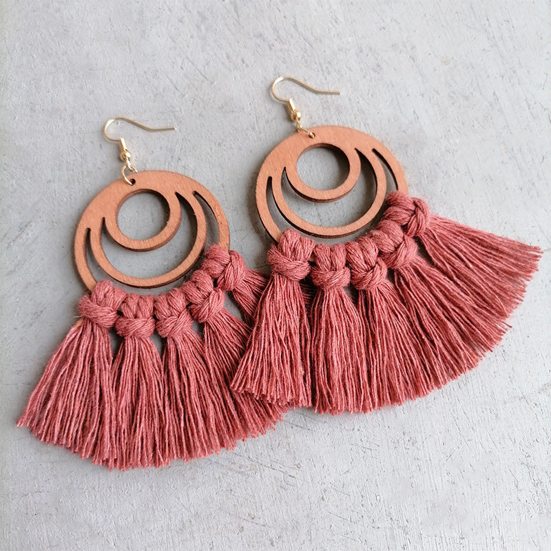 Tassel Detail Geometric Earrings - Shimmervee