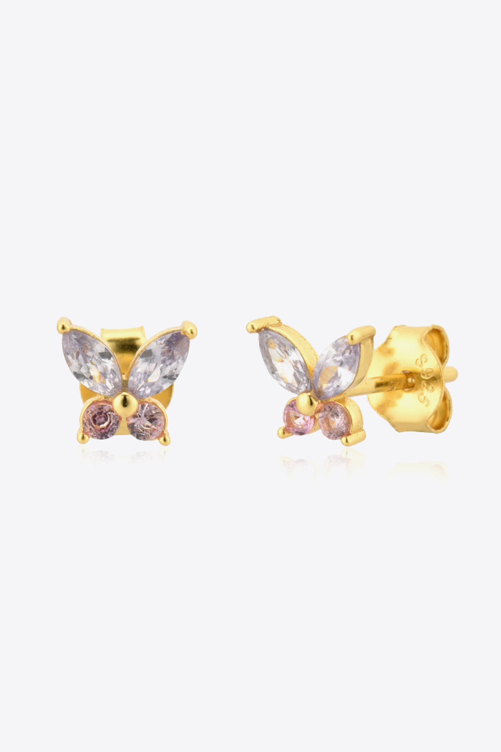 Inlaid Zircon Butterfly-Shaped Stud Earrings - Shimmervee