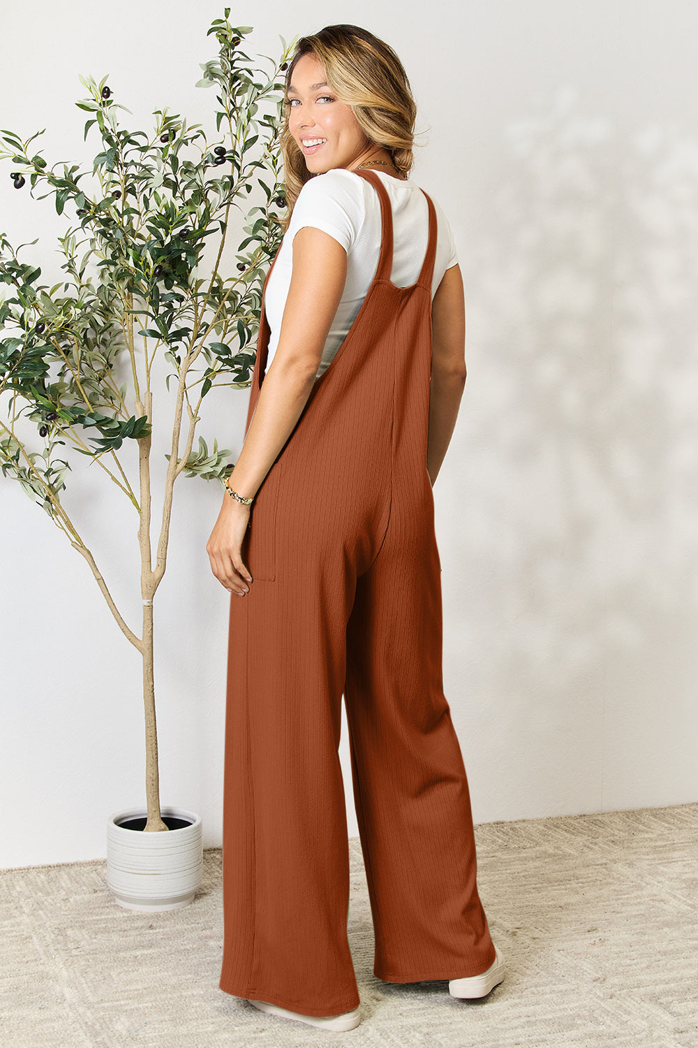 Double Take Full Size Wide Strap Overall with Pockets - Shimmervee