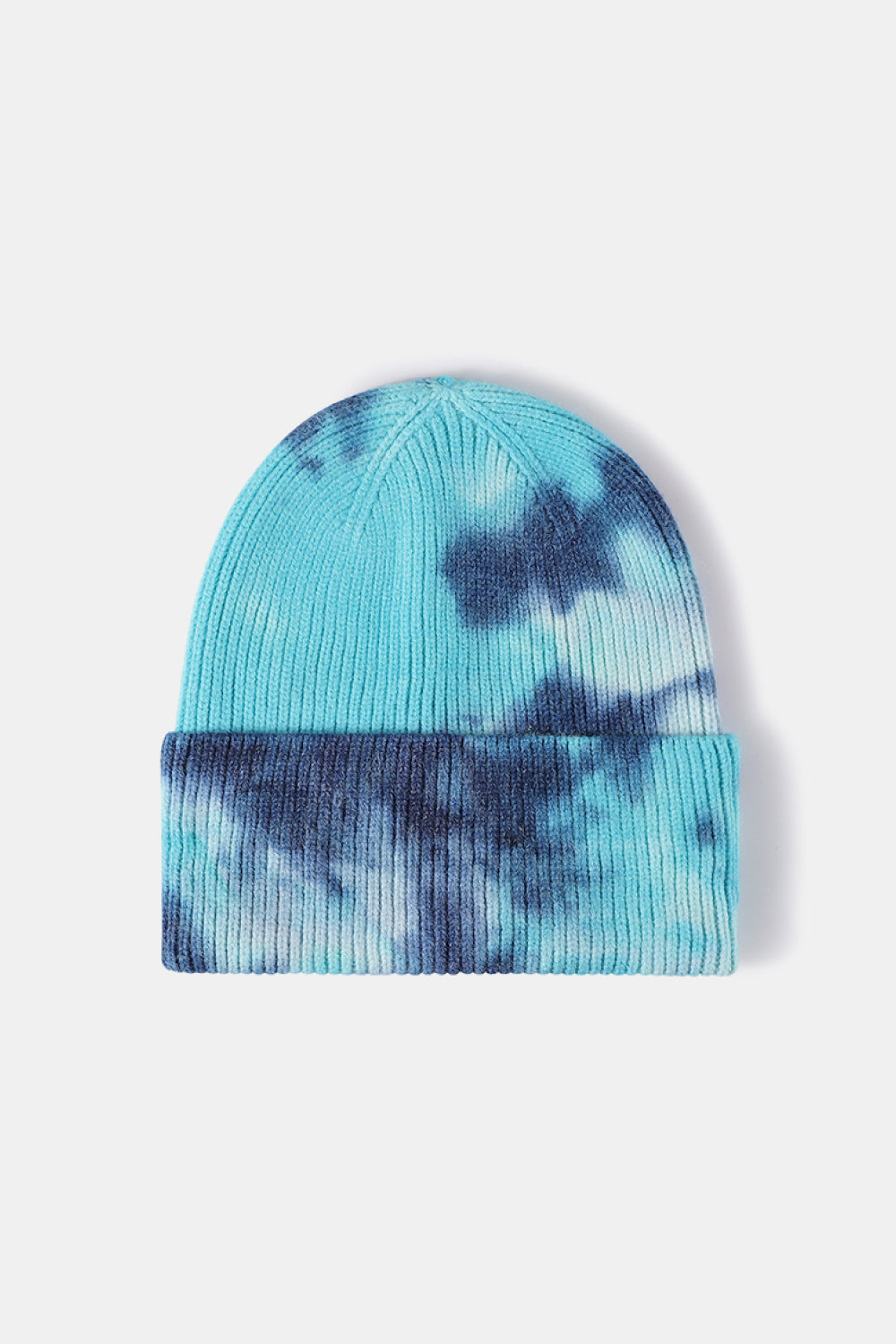 Tie-Dye Cuffed Rib-Knit Beanie Hat - Shimmervee