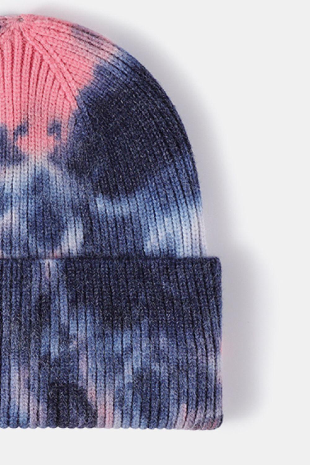 Tie-Dye Cuffed Rib-Knit Beanie Hat - Shimmervee