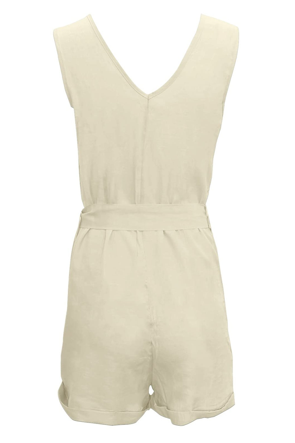 Full Size Tied V-Neck Sleeveless Romper with Pockets - Shimmervee