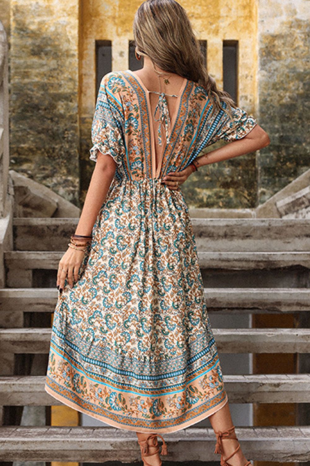 Perfee Bohemian High-Low Open Back Dress - Shimmervee