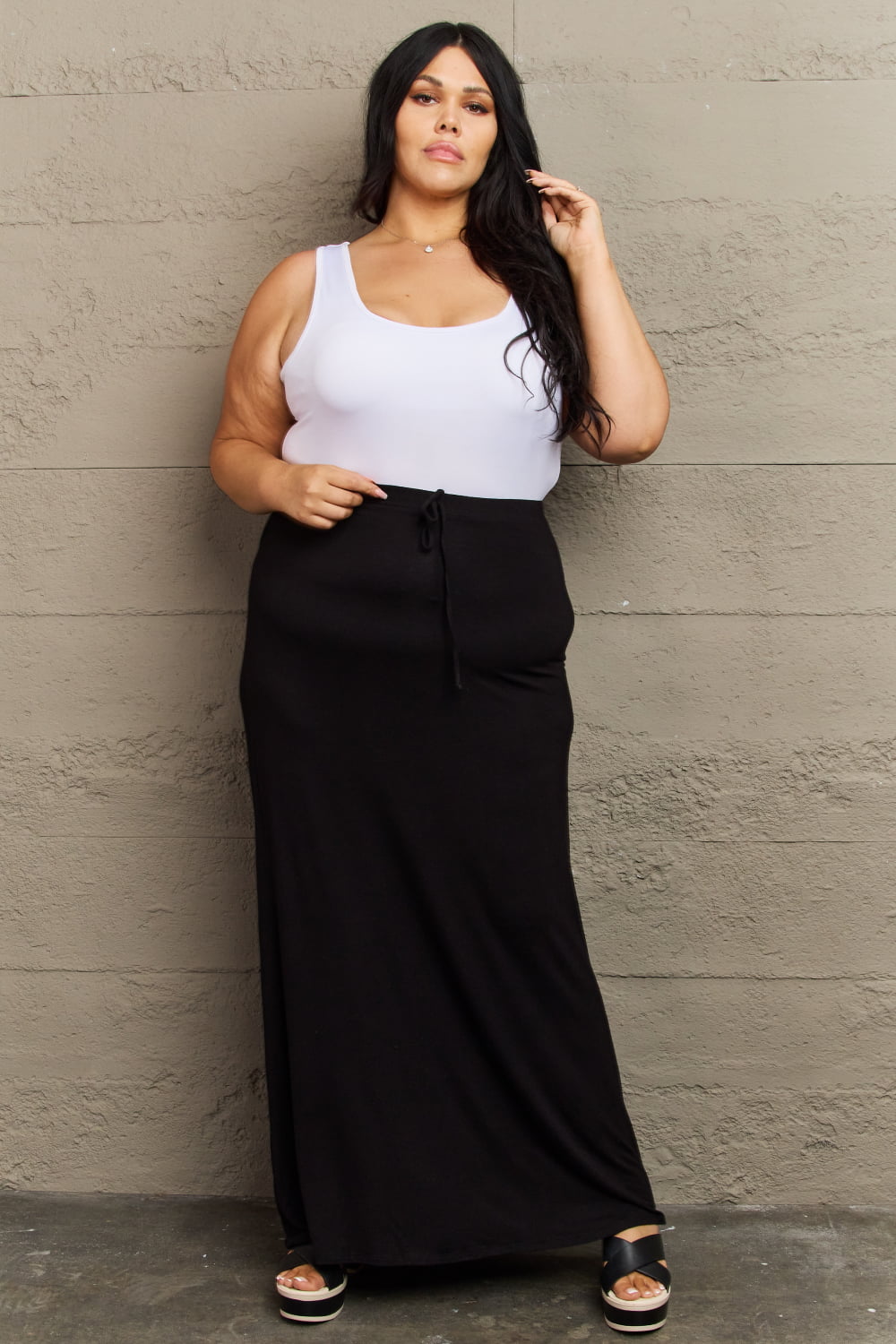 Culture Code For The Day Full Size Flare Maxi Skirt in Black - Shimmervee