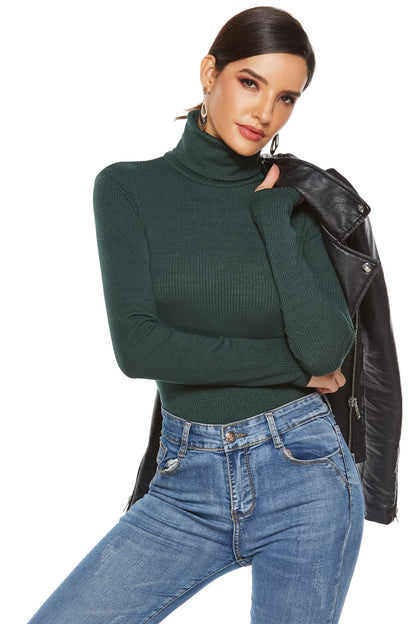 Ribbed Turtleneck Long Sleeve Bodysuit - Shimmervee