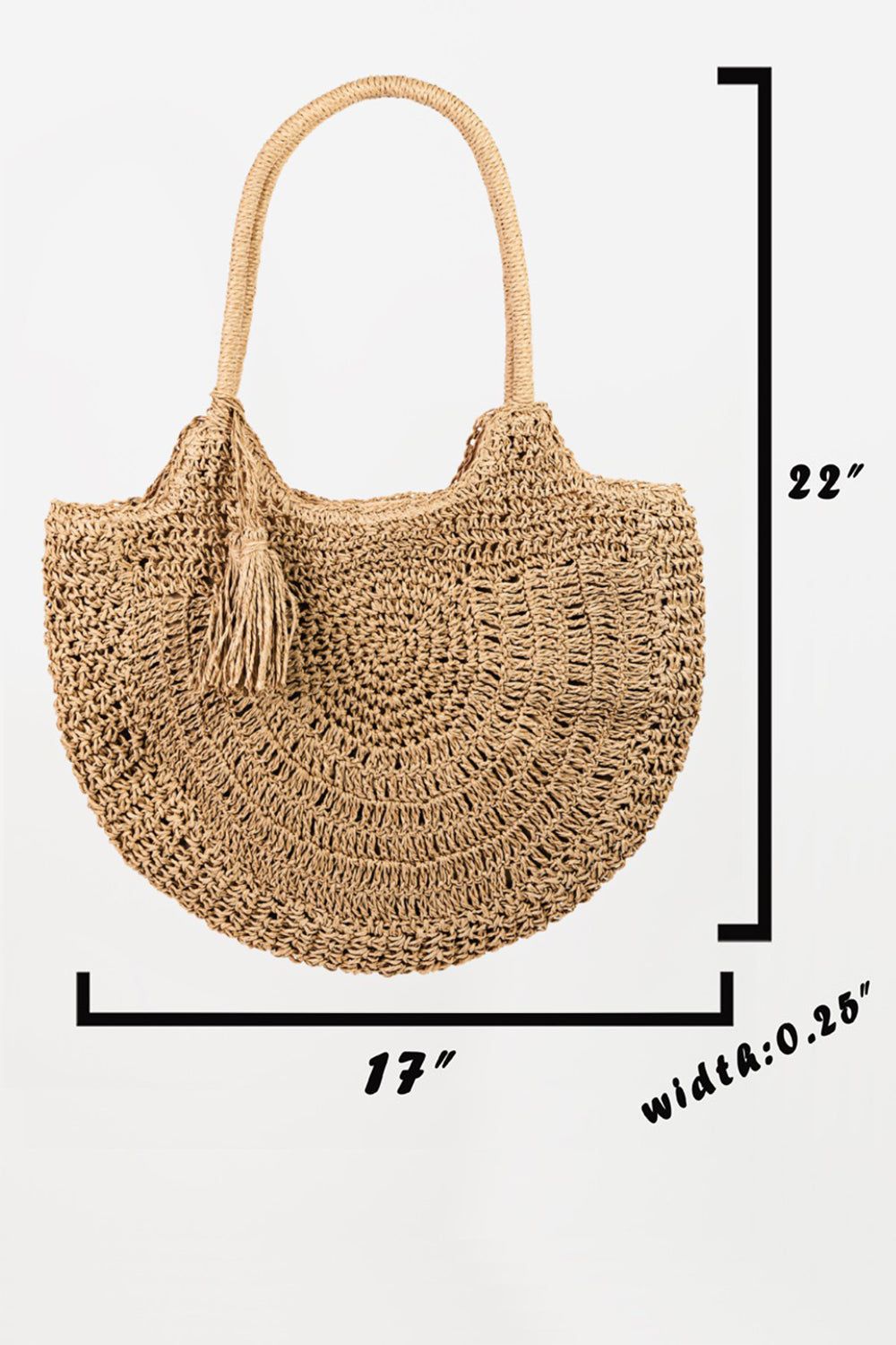 Fame Straw Braided Tote Bag with Tassel - Shimmervee