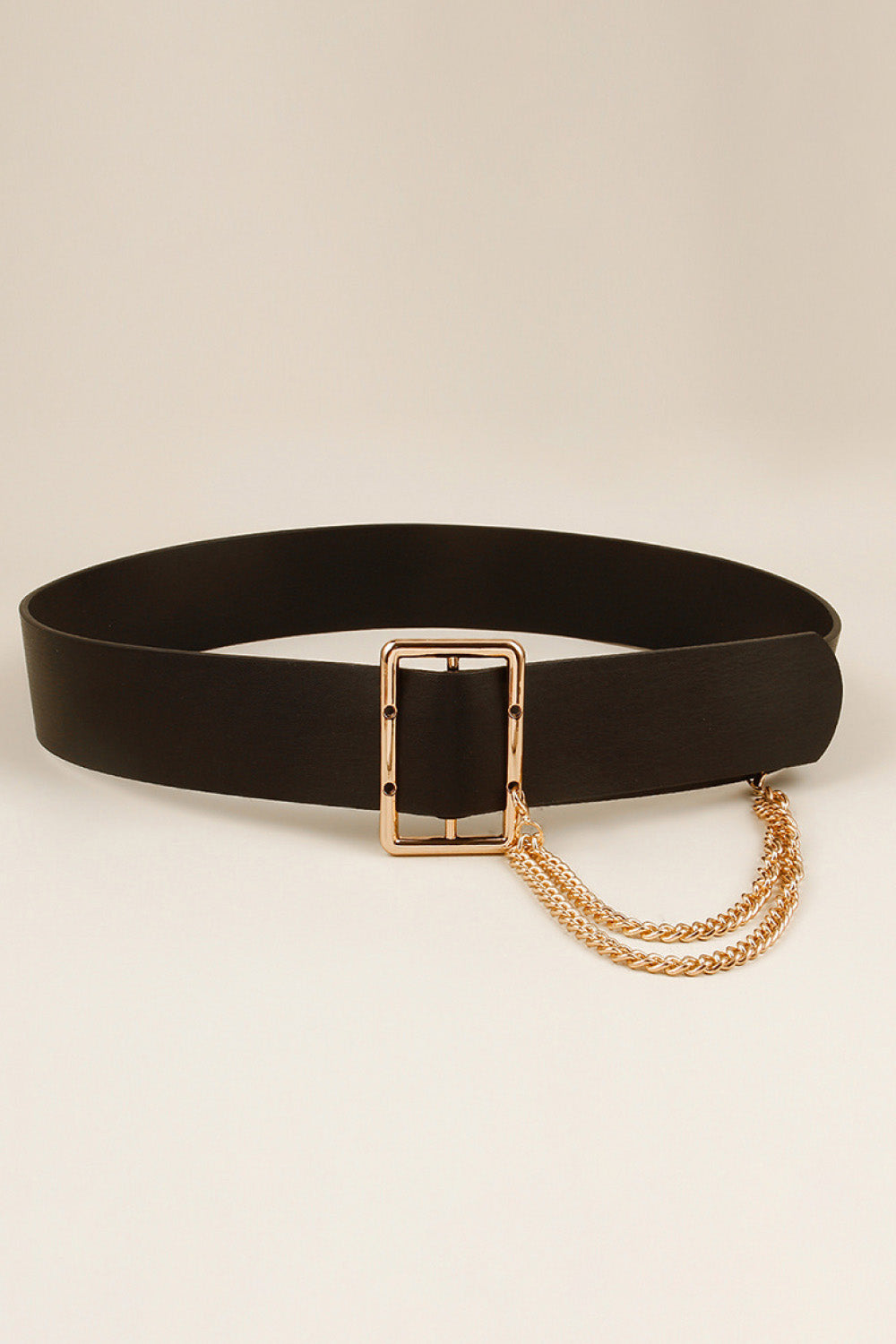 PU Leather Wide Belt with Chain - Shimmervee