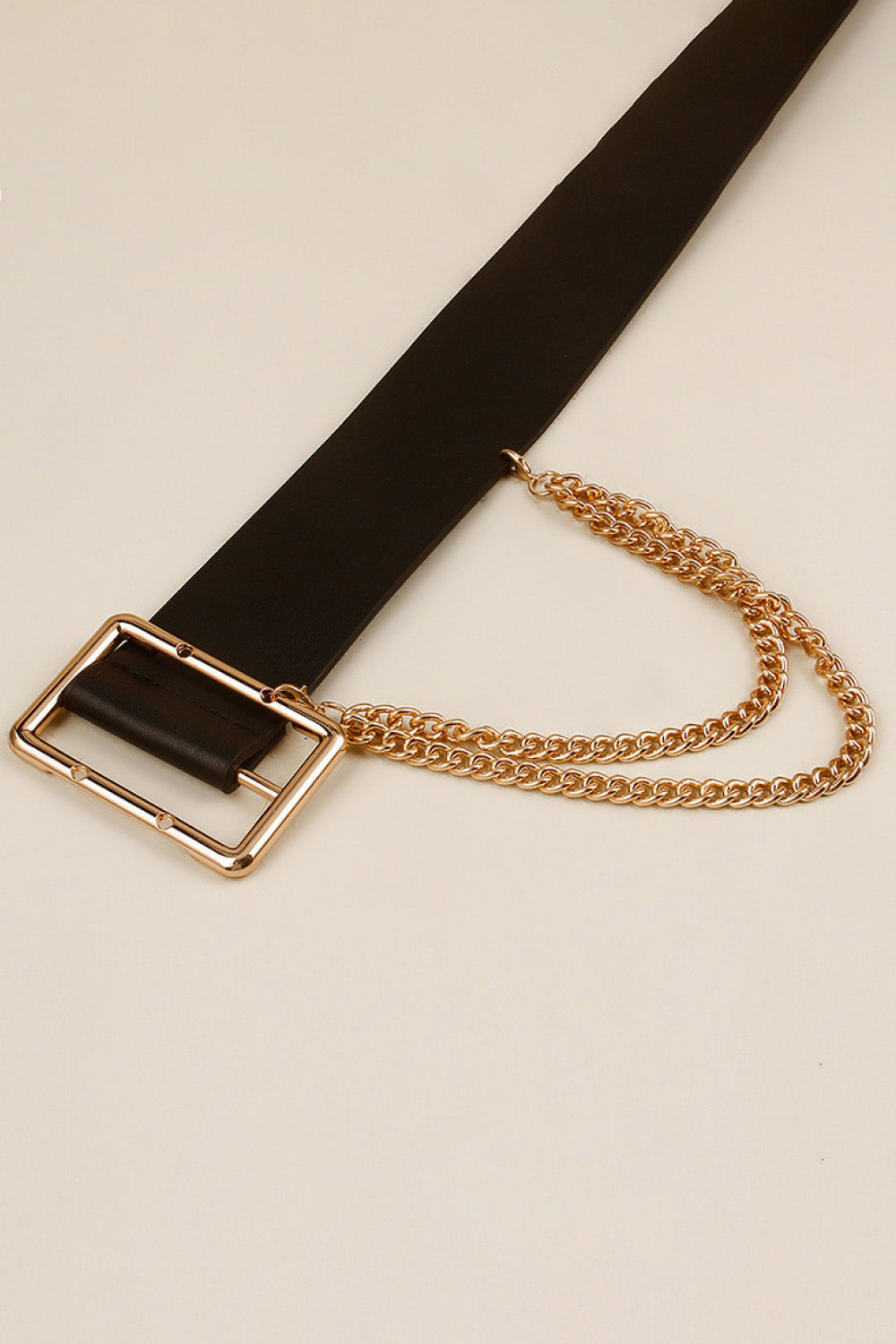 PU Leather Wide Belt with Chain - Shimmervee