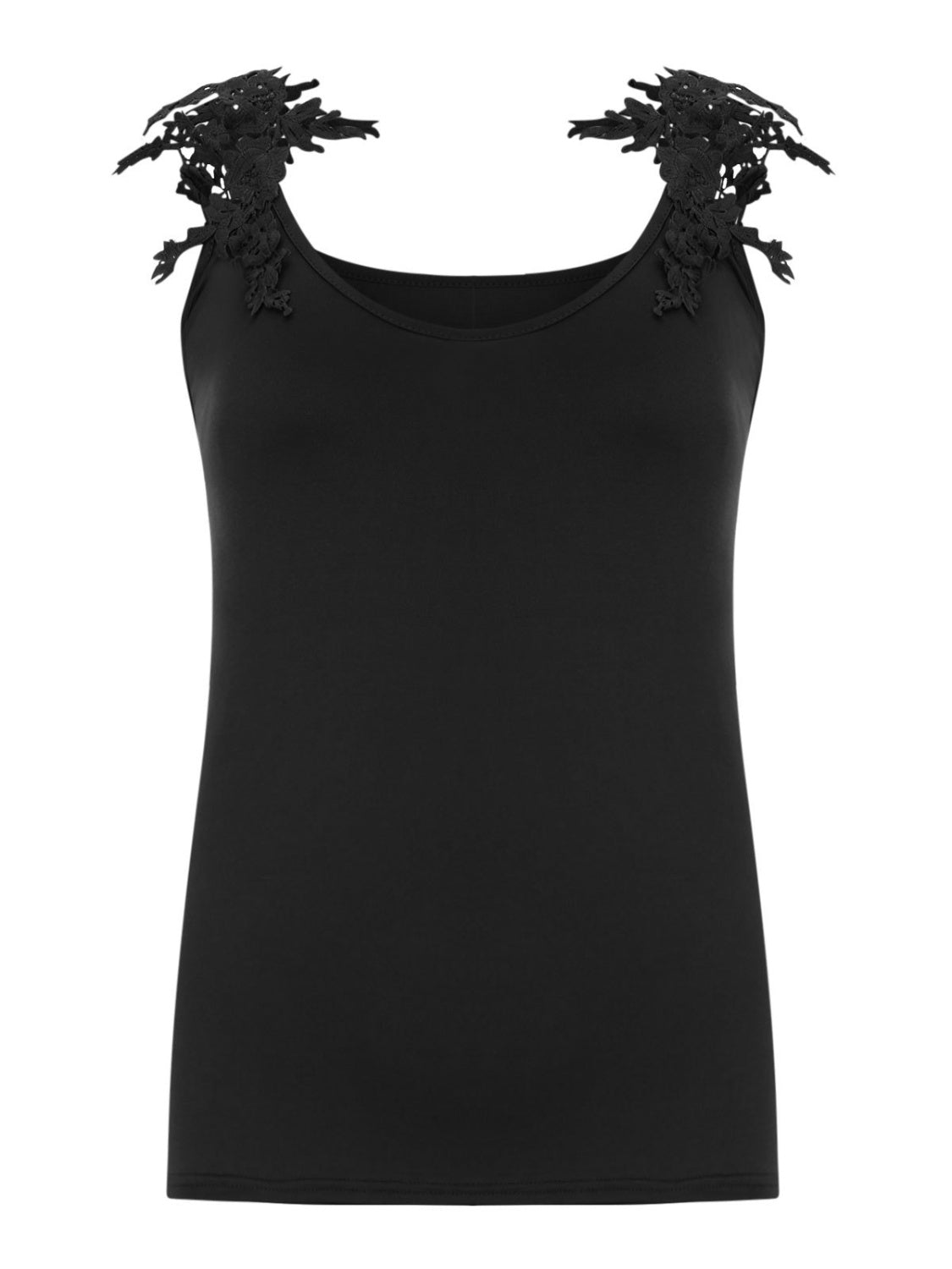 Full Size Lace Detail Scoop Neck Tank - Shimmervee