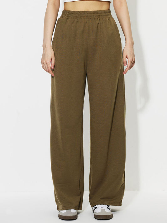 Heart Elastic Waist Wide Leg Pants