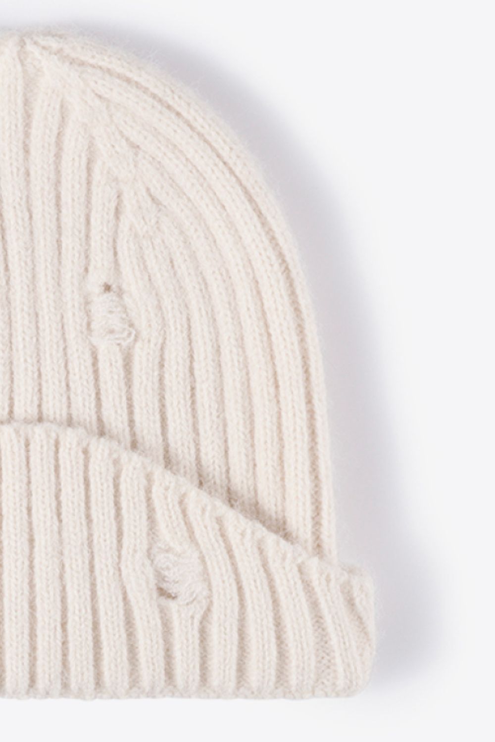 Distressed Rib-Knit Beanie - Shimmervee