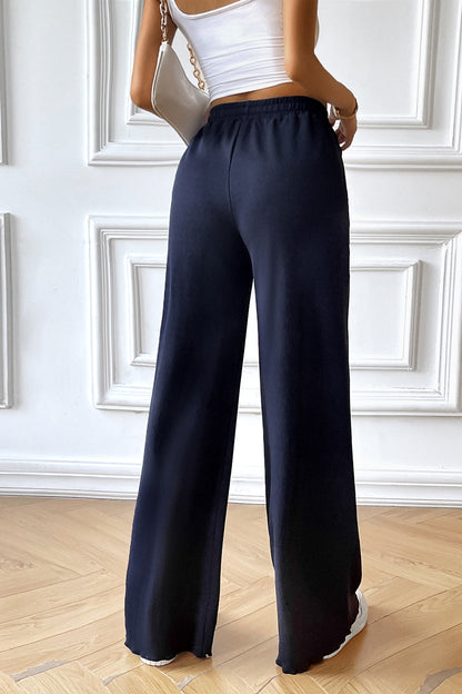 Devine Drawstring Wide Leg Pants with Pocketed