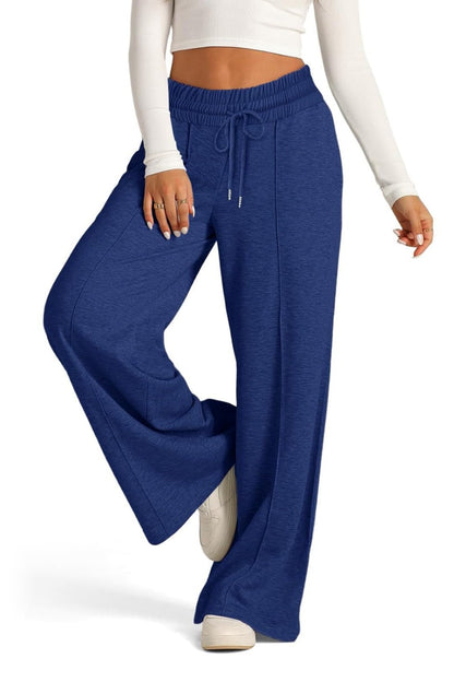 Drawstring Elastic Waist Wide Leg Pants