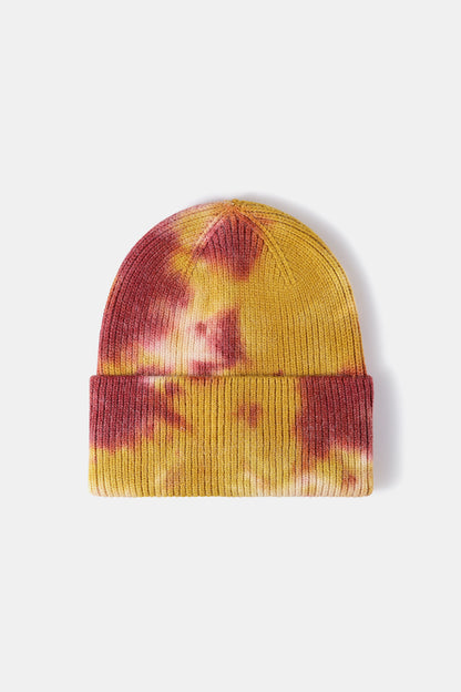 Tie-Dye Cuffed Rib-Knit Beanie Hat - Shimmervee