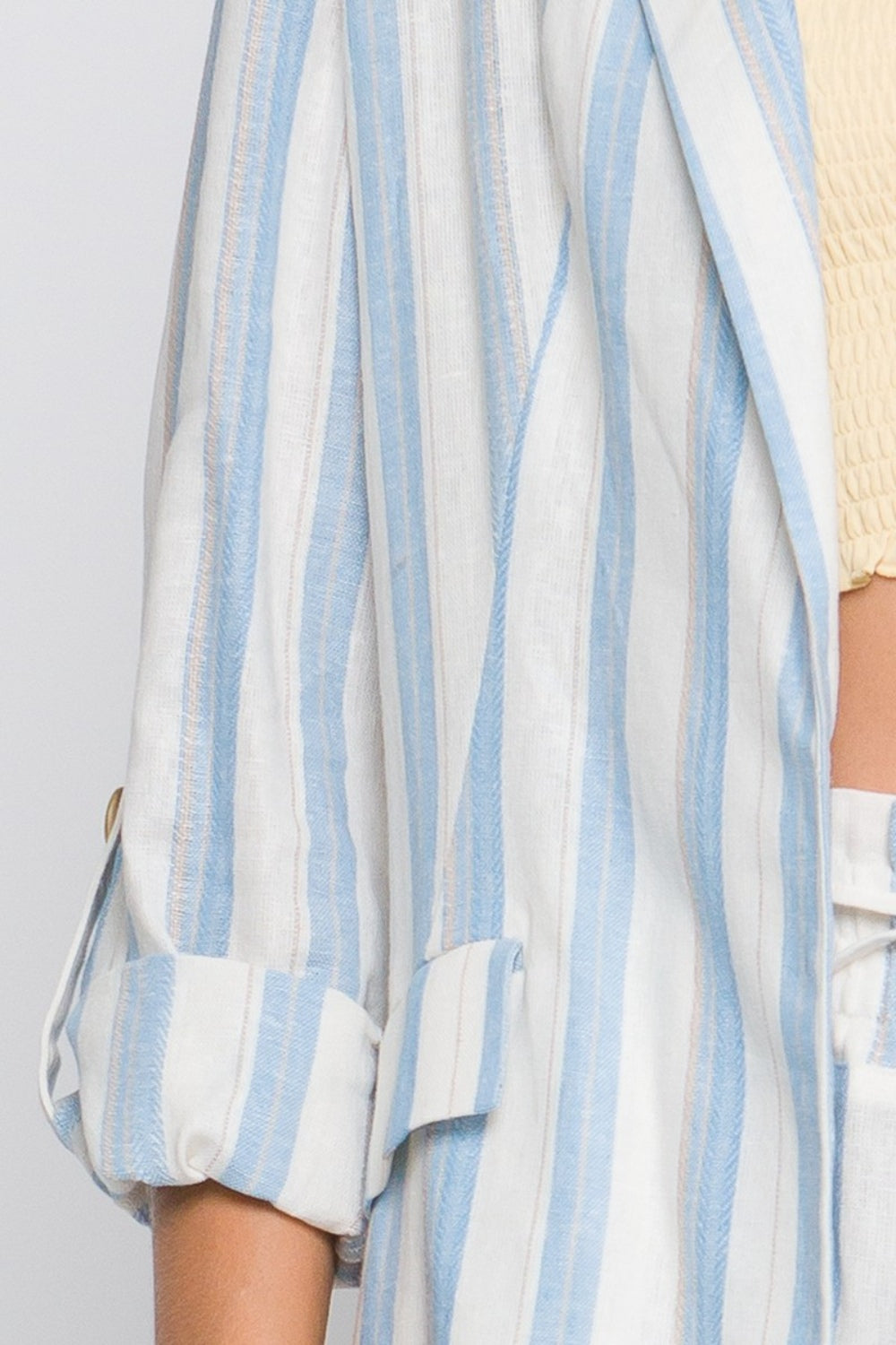 Love Tree Linen Woven Striped Blazer - Shimmervee