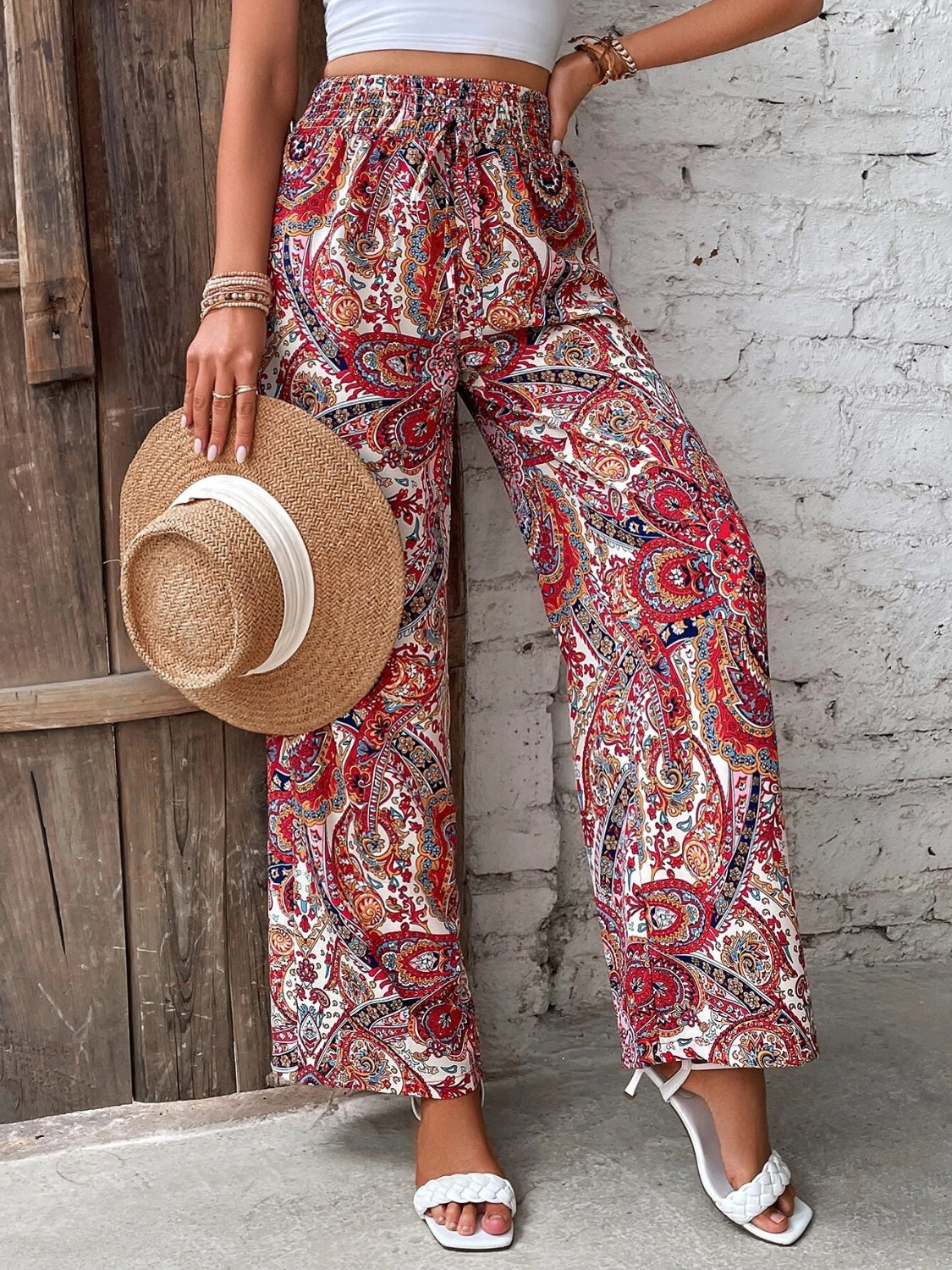 Printed Wide Leg Pants - Shimmervee