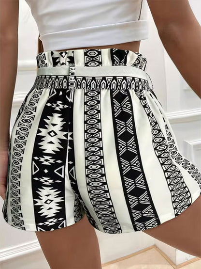 Tied Geometric Shorts