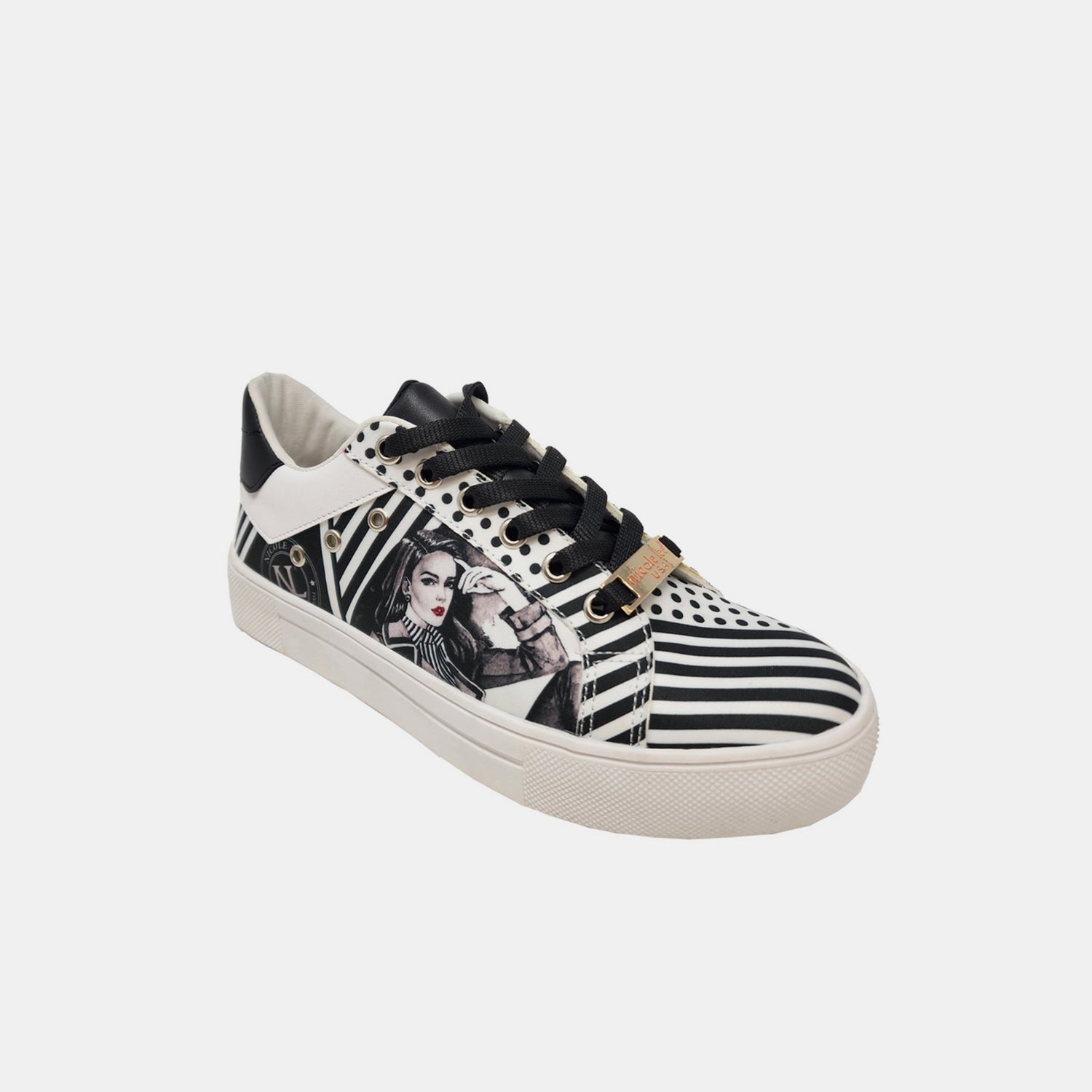 Nicole Lee USA Printed Vegan Leather Lace Up Sneaker - Shimmervee