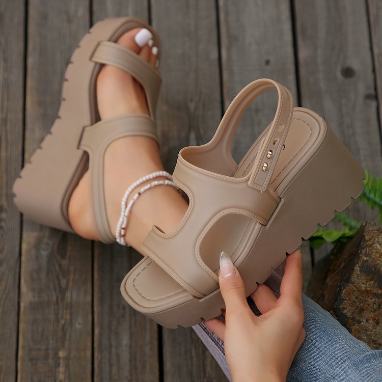 Open Toe Wedge Sandals - Shimmervee