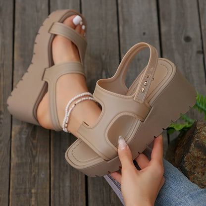 Open Toe Wedge Sandals - Shimmervee