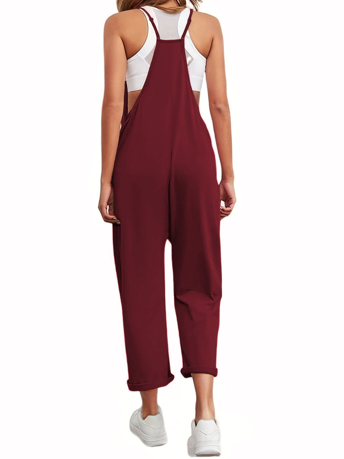 Full Size Spaghetti Strap Straight Leg Jumpsuit with Pockets - Shimmervee