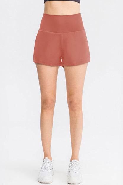 Wide Waistband Sports Shorts with Pockets