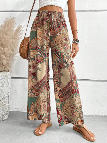 Printed Wide Leg Pants - Shimmervee