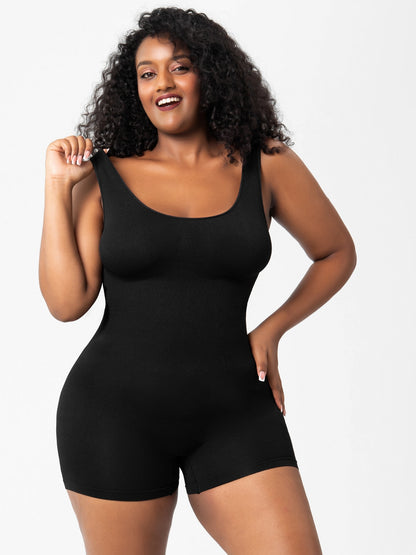 Scoop Neck Wide Strap Shaping Romper - Shimmervee