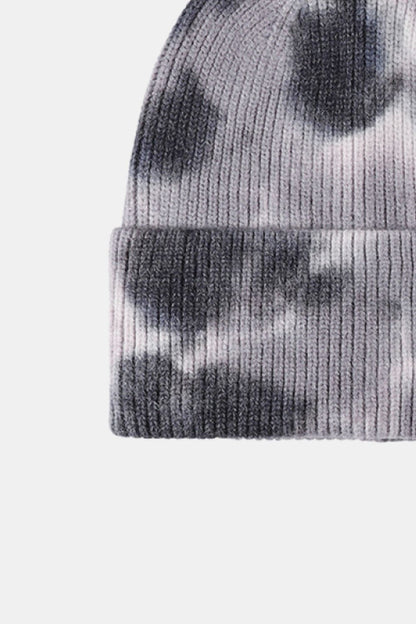 Tie-Dye Cuffed Rib-Knit Beanie Hat - Shimmervee