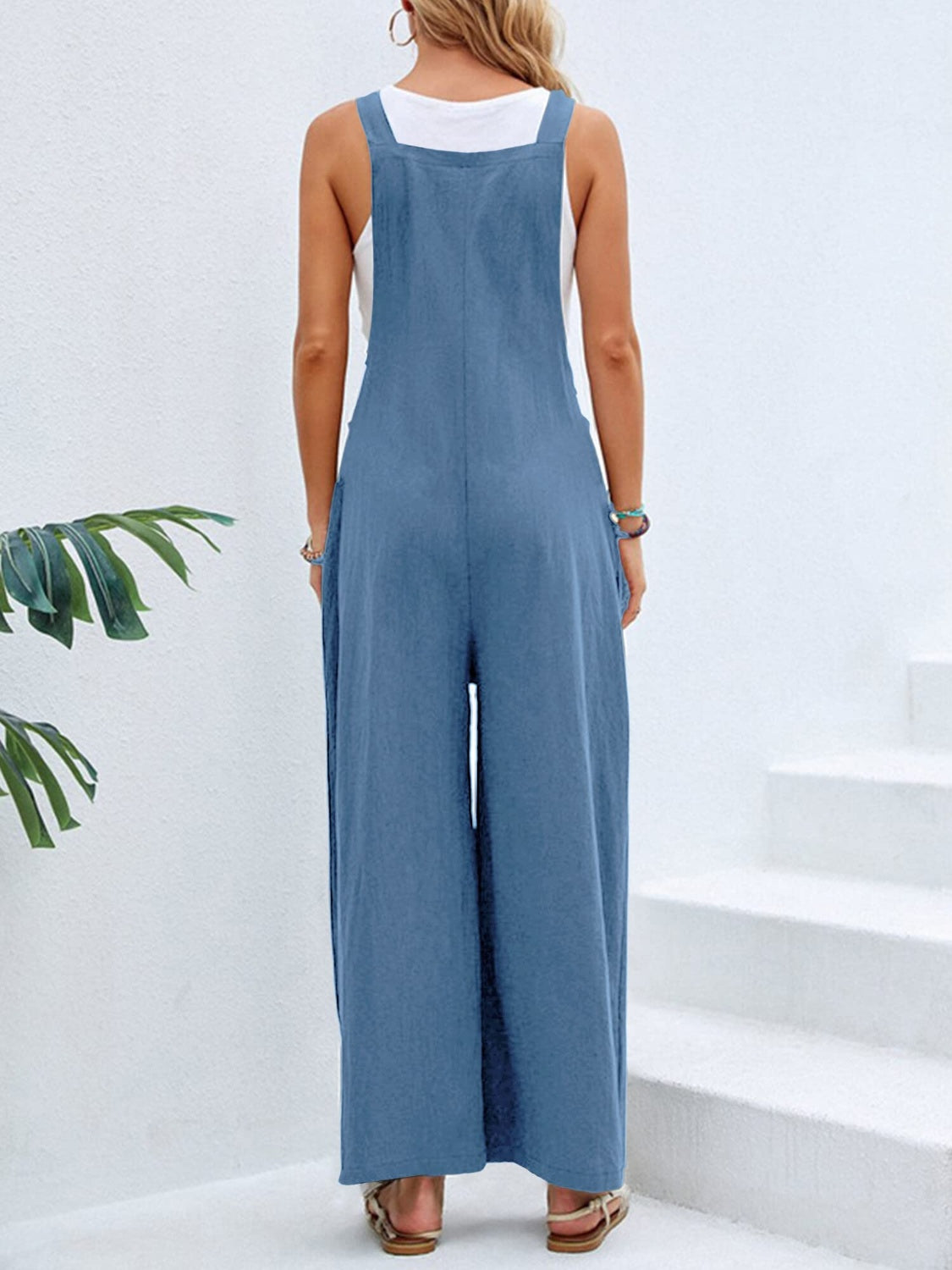 Full Size Square Neck Wide Strap Overalls - Shimmervee