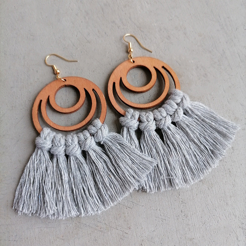 Tassel Detail Geometric Earrings - Shimmervee