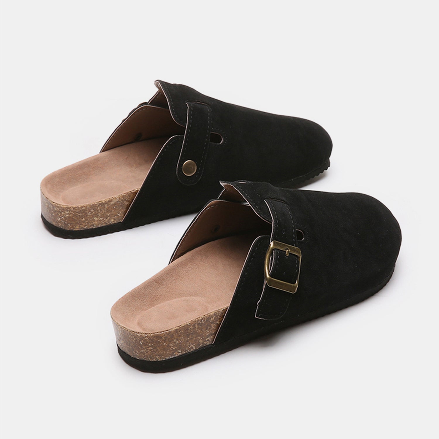 Suede Closed Toe Buckle Slide - Shimmervee