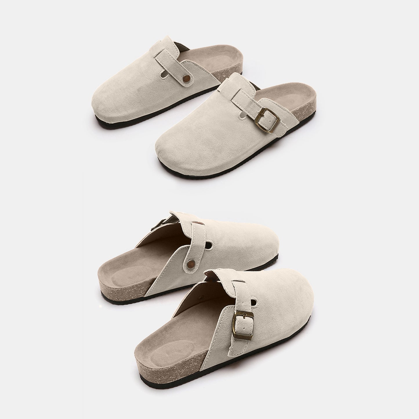 Suede Closed Toe Buckle Slide - Shimmervee